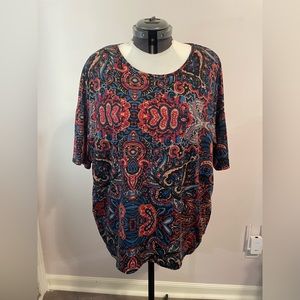 Red and blue printed tunic
